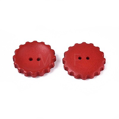 Spray Painted Natural Wood Buttons WOOD-T032-34D-1
