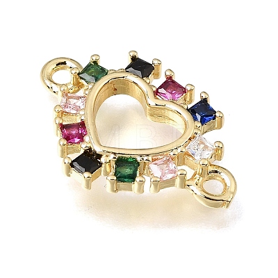 Brass Pave Cubic Zirconia Connector Charms KK-E802-15-1
