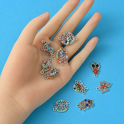 10Pcs 10 Styles Alloy Connector Charms FIND-YW0004-21-1