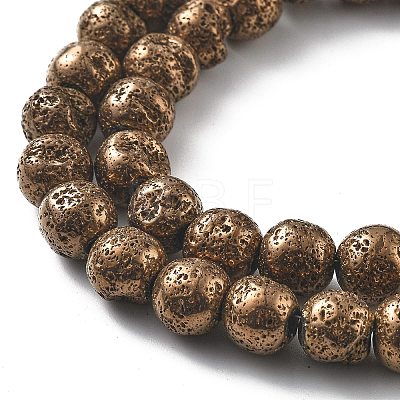 Electroplated Natural Lava Rock Beads Strands G-A251-E01-01D-1