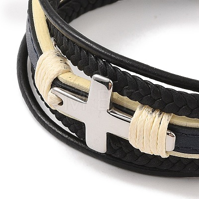 Braided Microfiber Leather Multi-strand Bracelets BJEW-B096-26P-1