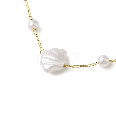 304 Stainless Steel & Plastic Pearl Link Chain Necklaces for Women NJEW-K383-04B-G-1