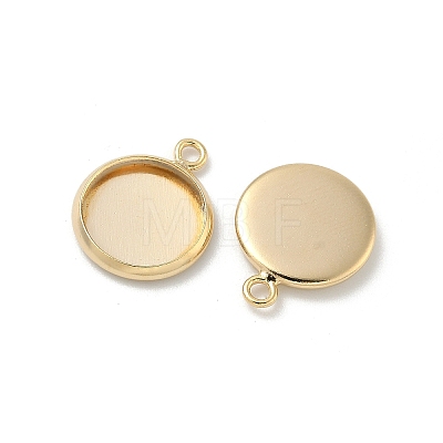 Flat Round Brass Pendant Cabochon Settings KK-K414-14C-G-1