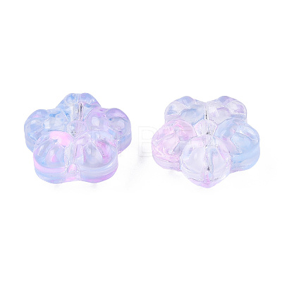 Transparent Spray Painted Glass Beads X-GLAA-N035-029-G02-1