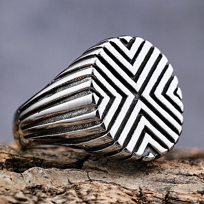 Textured 304 Stainless Steel Finger Rings for Men FS-WGDE9FA-06-1