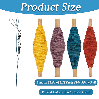 4 Rolls 4 Colors Handmade Cotton Thread SENE-CY0001-16-1