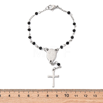 Glass Beads Rosary Bracelets BJEW-A032-04P-01-1