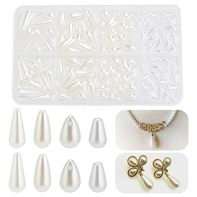 ARRICRAFT 110pcs Teardrop ABS Plastic Imitation Pearl Beads MACR-AR0001-18-1