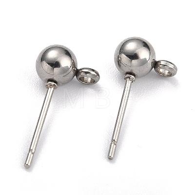 304 Stainless Steel Ball Post Stud Earring Findings STAS-Z035-01P-G-1