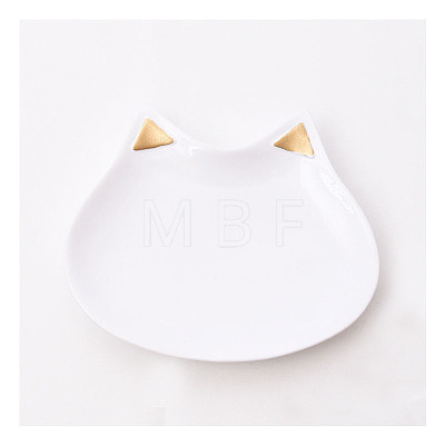 Cute Cat Head Ceramic Jewelry Plate PW-WG37703-01-1