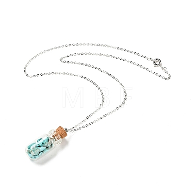 3Pcs 3 Styles Glass Wishing Bottle Pendant Necklaces NJEW-FS0001-02-1