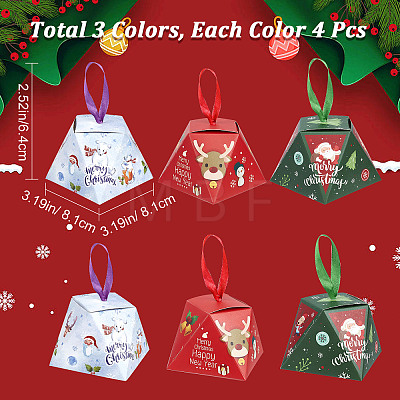 Gorgecraft 12 Sets 3 Colors Christmas Gift Boxes CON-GF0001-12-1