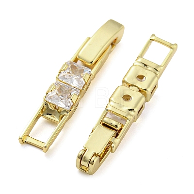 Brass Pave Clear Cubic Zirconia Watch Band Clasps KK-Q804-26G-1