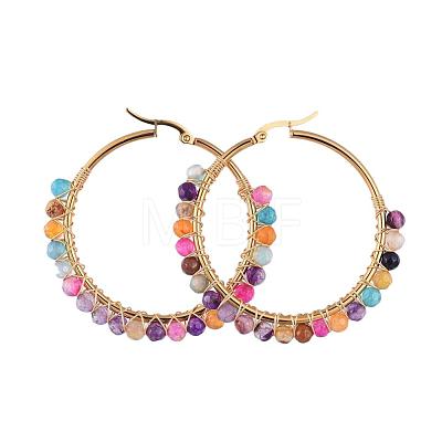 Beaded Hoop Earrings EJEW-JE03830-06-1