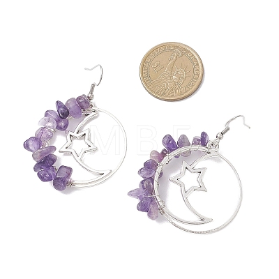 Alloy Moon with Star Dangle Earrings EJEW-JE06804-1