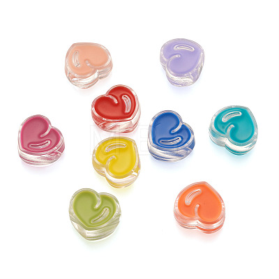 90Pcs 9 Colors Transparent Enamel Acrylic Beads TACR-CD0001-06-1