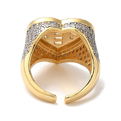 Brass Micro Pave Cubic Zirconia Cuff Rings for Women RJEW-G325-07GP-1