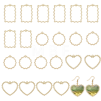 24PCS 3Style Golden Plated Alloy Pendants PALLOY-CA0002-49-1