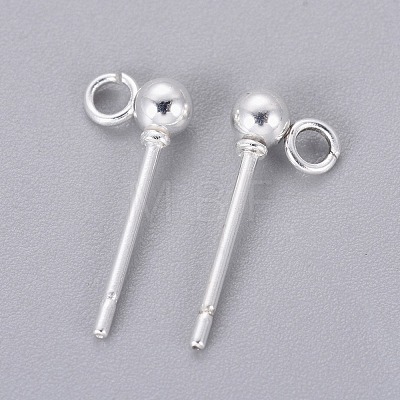 304 Stainless Steel Ball Stud Earrings Findings STAS-P227-17S-1