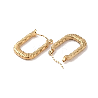 Texture Rectangle 201 Stainless Steel Half Hoop Earrings for Women EJEW-G385-40G-1