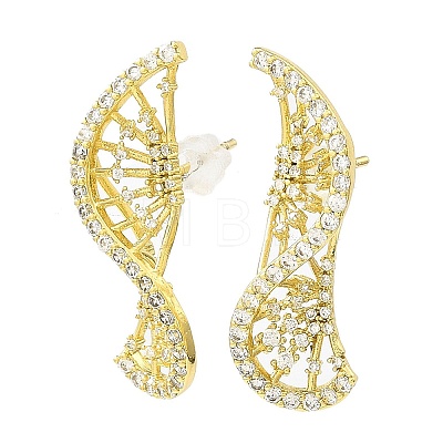 DNA Sequences Shape Brass Micro Pave Cubic Zirconia Stud Earrings EJEW-L270-14G-1
