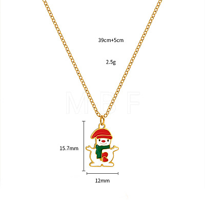 Christmas 304 Stainless Steel Enamel Pendant Necklaces FS-WGDAA96-14-1