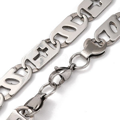 201 Stainless Steel Oval Mariner Link Chain Necklace NJEW-F222-37P-02-1