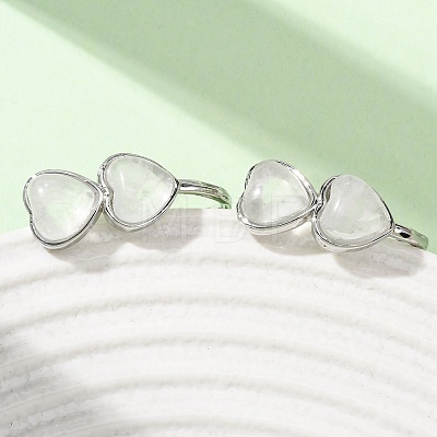 Valentine's Day Heart Natural Quartz Crystal Stud Earrings EJEW-T053-01P-08-1