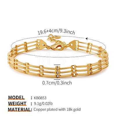 Brass Link Chain Bracelets for Women WGA76CD-05-1