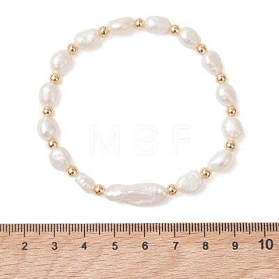 Natural Cultured Freshwater Pearl & Baroque Pearl Keshi Beads Stretch Bracelets for Women BJEW-JB13515-1
