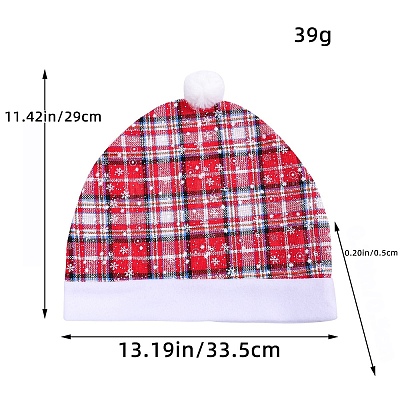 Tartan Pattern Cloth Santa Hat Car Headrest Cover PW-WG724CB-02-1