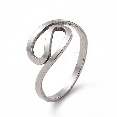 201 Stainless Steel Wave Finger Ring RJEW-J051-31P-1