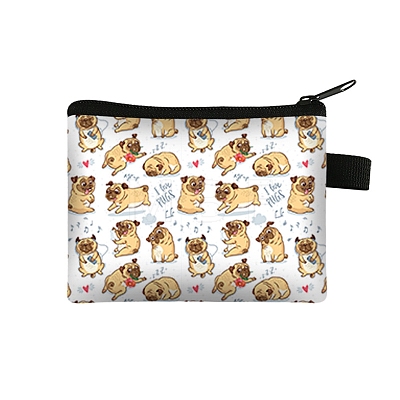 Rectangle with Dog Polyester Wallets with Zipper PW-WGAF088-01-1