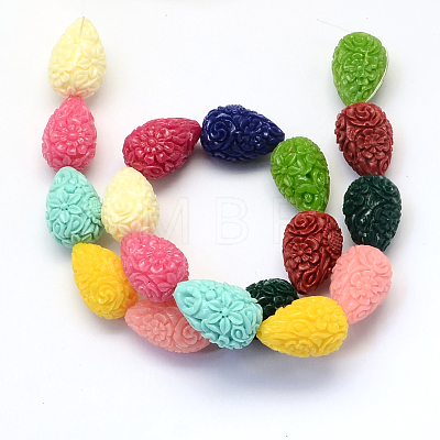 Dyed Synthetic Coral Teardrop Beads X-CORA-Q023-08-1