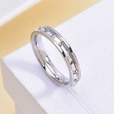 304 Stainless Steel with Crystal Rhinestone Finger Rings FS-WGF5DC4-06-1