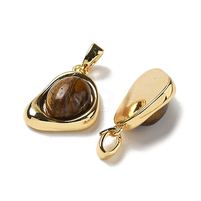 Natural Tiger Eye Teardrop Pendants KK-R210-28G-1