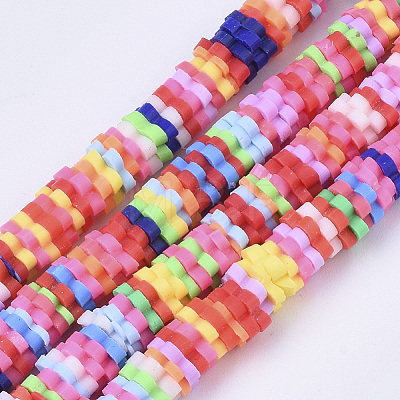 Handmade Polymer Clay Beads Strands X-CLAY-R086-02-1