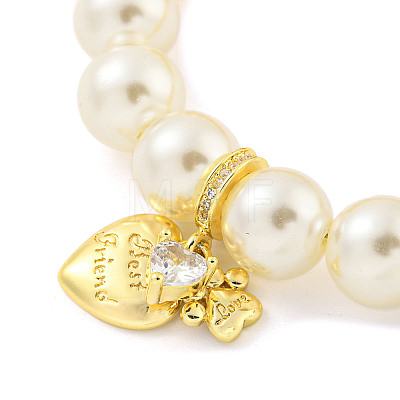 Rack Plating Round Brass & ABS Imitation Pearl Beaded Bracelets BJEW-P322-15G-1