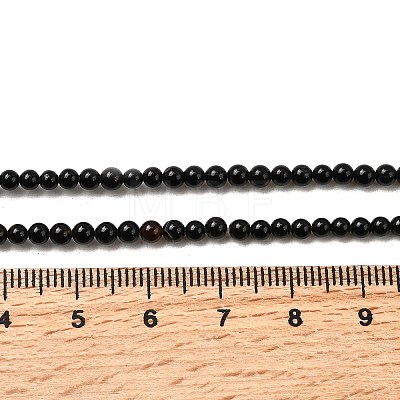 Natural Black Onyx Round Bead Strands G-A130-3mm-K04-1
