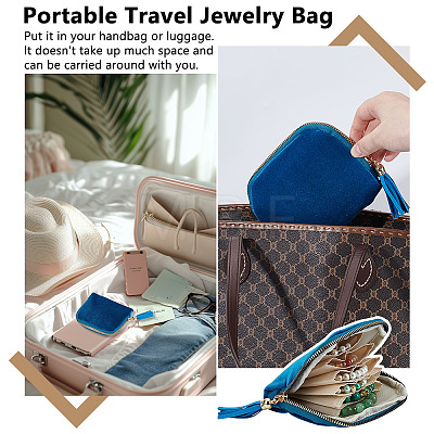 Rectangle Velvet Jewelry Zipper Storage Bags ABAG-WH0709-437A-1