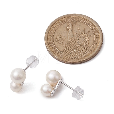 Natural Pearl Ear Studs EJEW-P286-24P-1