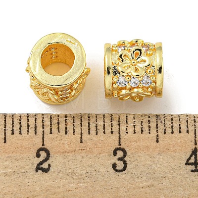 Rack Plating Brass Micro Pave Clear Cubic Zirconia European Beads KK-L215-300G-1