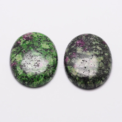 Oval Natural Sesame Jasper/Kiwi Jasper Cabochons G-K020-18x13mm-09-1-1