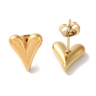 Heart Ion Plating(IP) 304 Stainless Steel Stud Earrings for Women EJEW-L287-039G-1