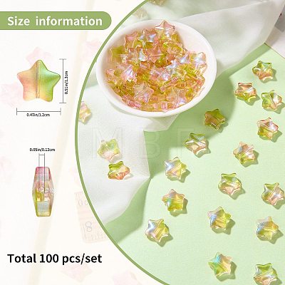 100Pcs Gradient Color Handmade Lampwork Beads DIY-SZ0010-51E-1