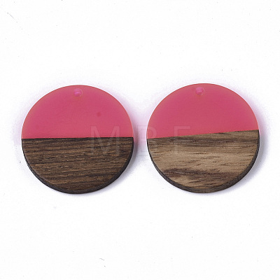 Transparent Resin & Walnut Wood Pendants RESI-S358-02B-H49-1