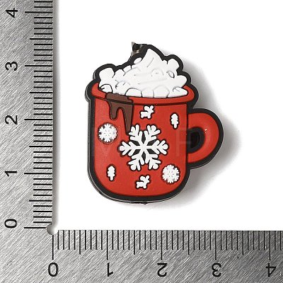 Christmas Red Mug Cup with Snow Top Coffee & Snowflake Silicone Focal Beads SIL-M006-06E-1