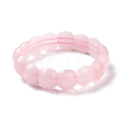 Natural Rose Quartz Half Round Beaded Stretch Bracelet BJEW-P270-01-1