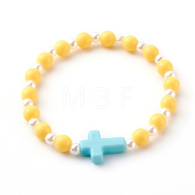 Opaque Acrylic Stretch Beaded Bracelets for Kids X-BJEW-JB06230-1
