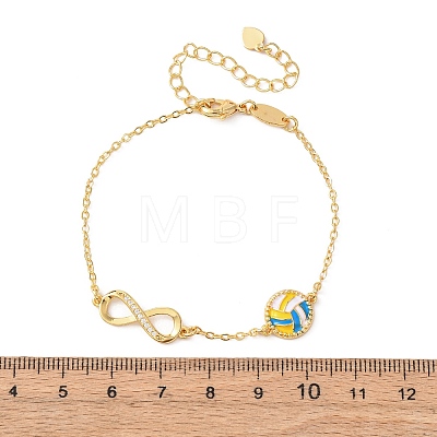 Sports Brass Micro Pave Cubic Zirconia Infinity Link Bracelets BJEW-D386-01B-G-1